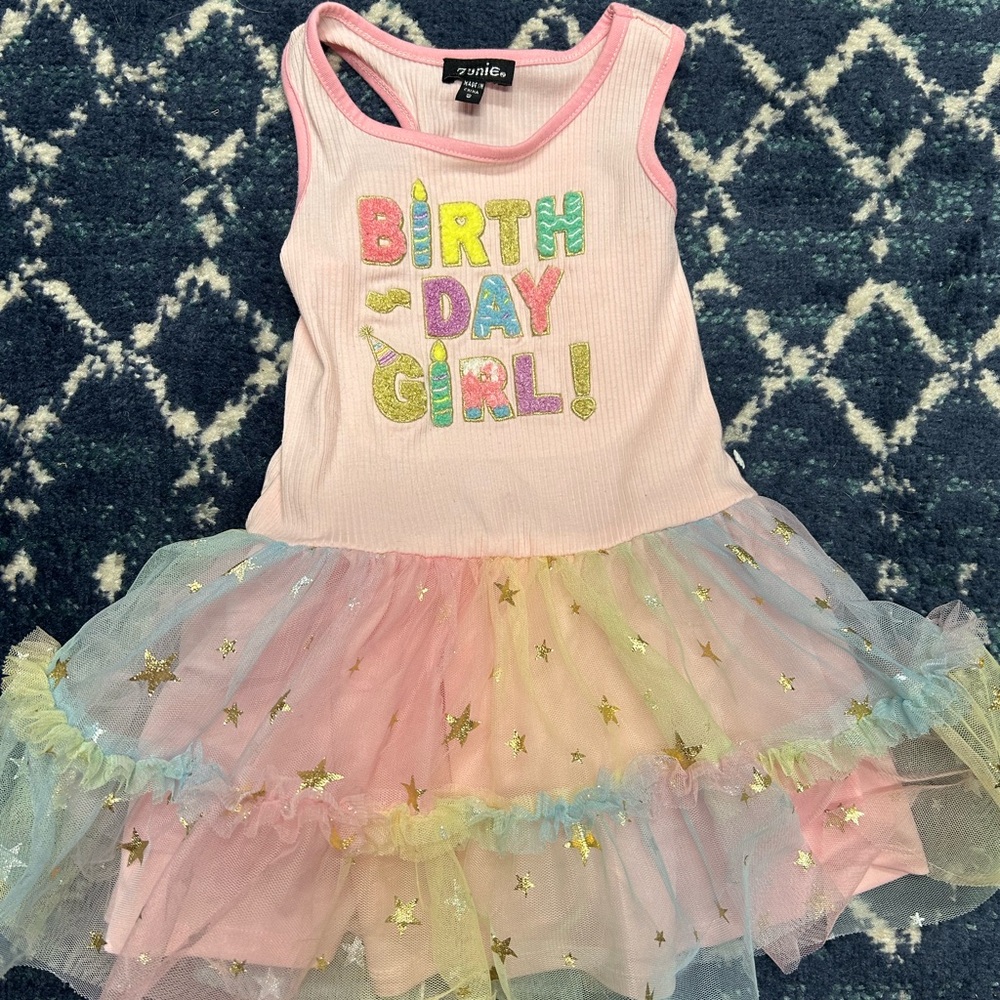 Zunie Birthday Girl Dress - Pink and Pastel